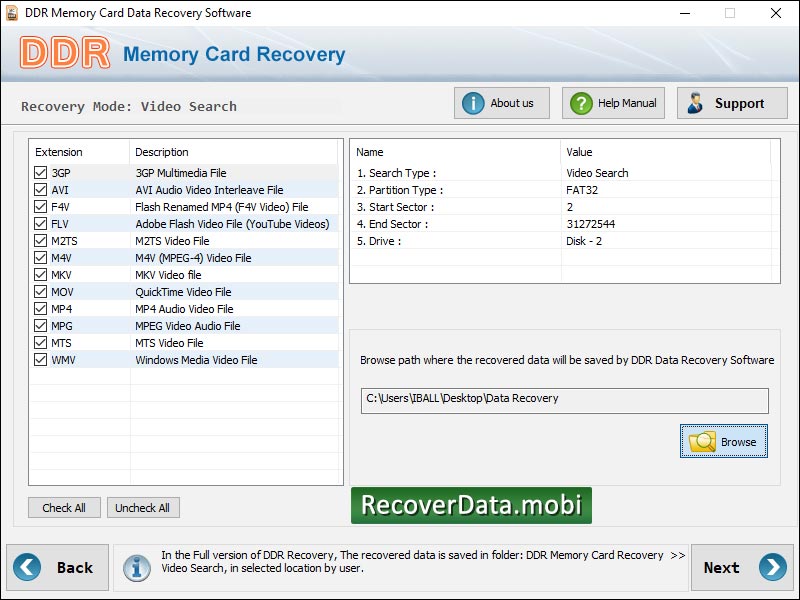 Pro Duo Memory Stick Data Recovery screen shot